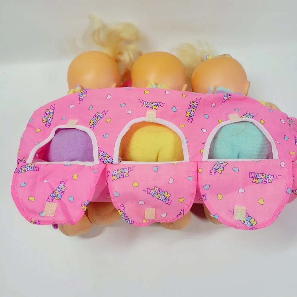 Vintage 1992 Magic Nursery Fuss n Giggle Baby Doll Triplets WORKS
